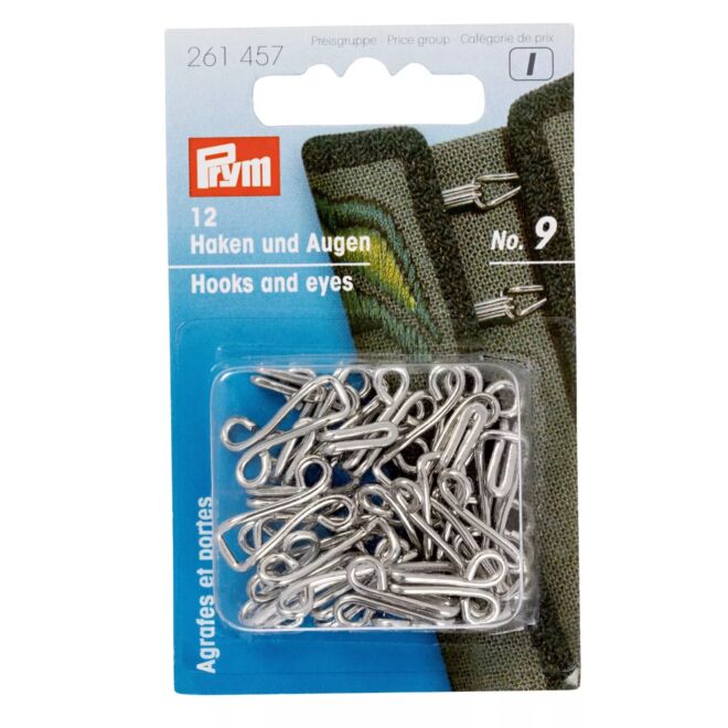 Prym yoke hooks and eyes, no.9, silver