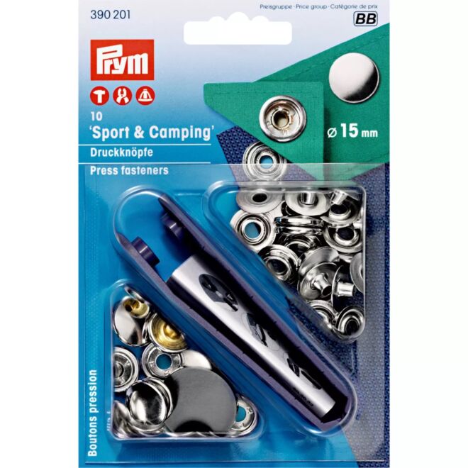 Prym Sport & Camping snap fasteners silver, 15mm