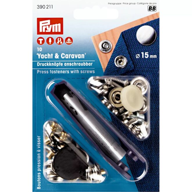 Prym Yacht & Caravan snap fasteners silver, 15mm