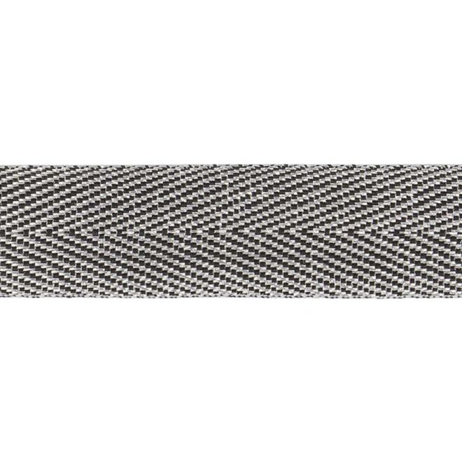 14mm Lurex-Köperband silber/schwarz