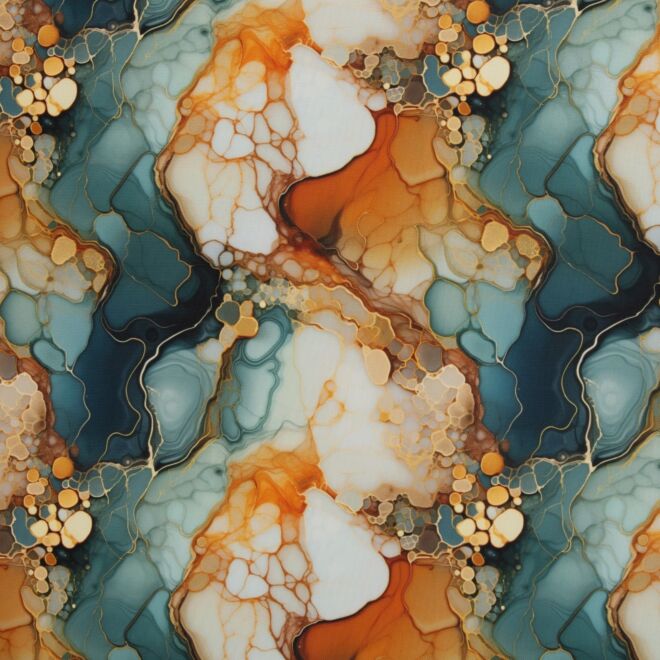 Bag fabric Flowing Bloom "Marble" petrol by Sarah Mariam