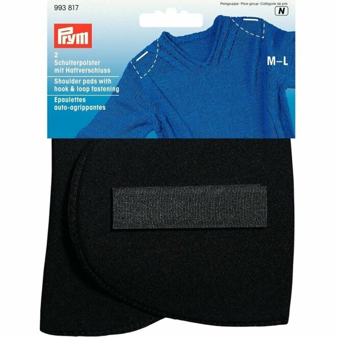 Prym shoulder pad "half moon" with Velcro fastener M-L, black