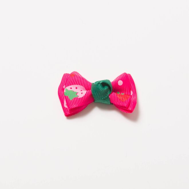 Grosgrain-Schleife Multi II 4cm Erdbeeren fuchsia-rosa-grün