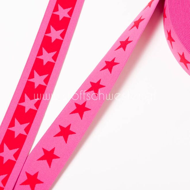 40mm Sternengummi rosa/rot