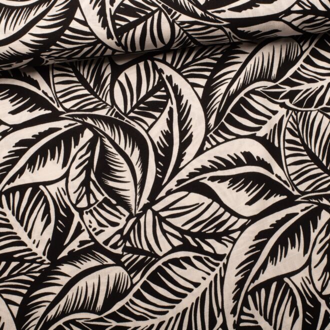 Viscose fabrics with leaf pattern black/nature