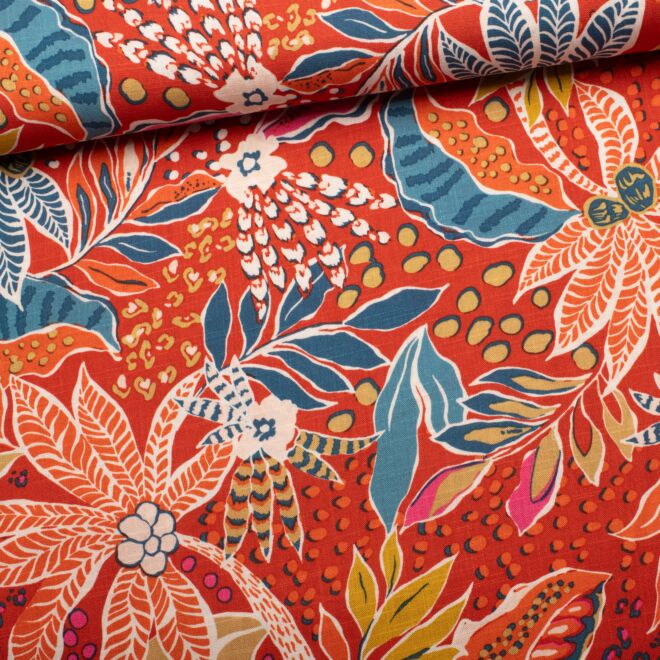 Viscose fabric "Tropical Garden" red