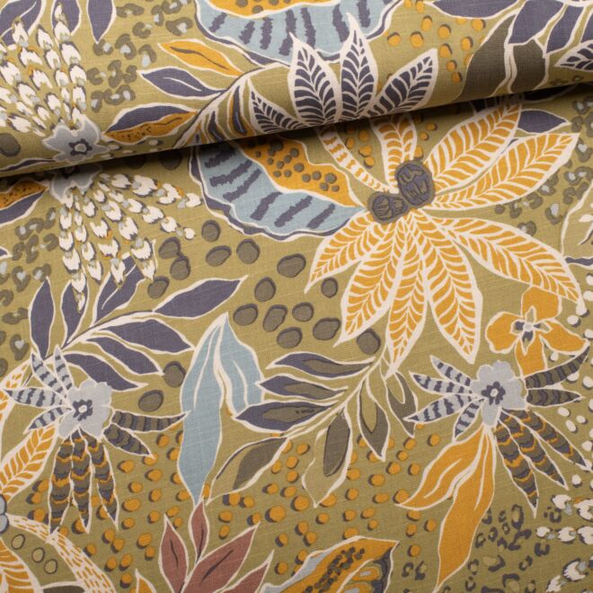Viscose fabric "Tropical Garden" olive