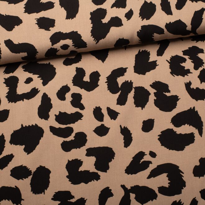 Viscose poplin "Leopard" sand/black