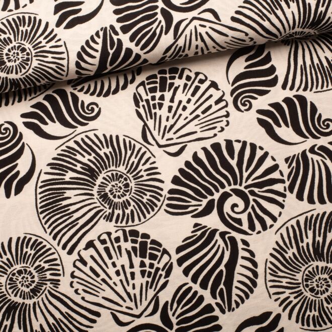 Viscose fabric "Shells" white/black