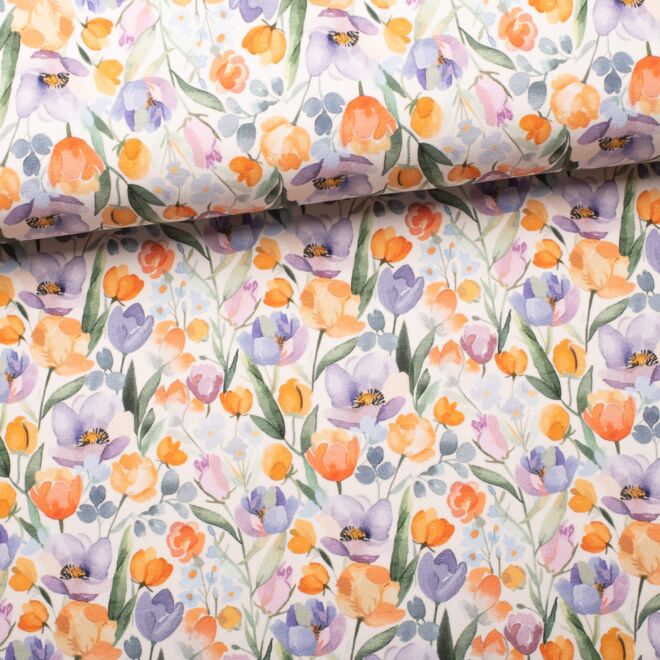 Organic french terry tulip love wool white