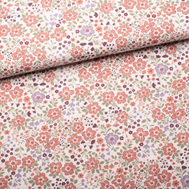 Cotton woven fabric "Romantic Flowers" cream