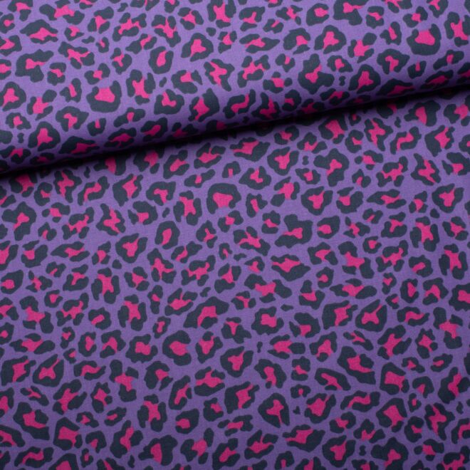 Cotton woven fabric "Leo Pop" purple