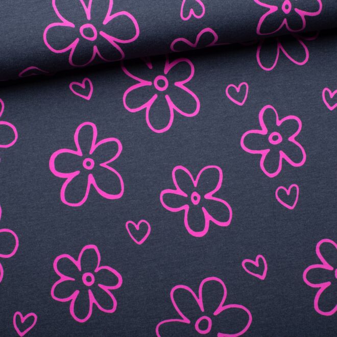 Jersey Neon Hearts navy-mottled