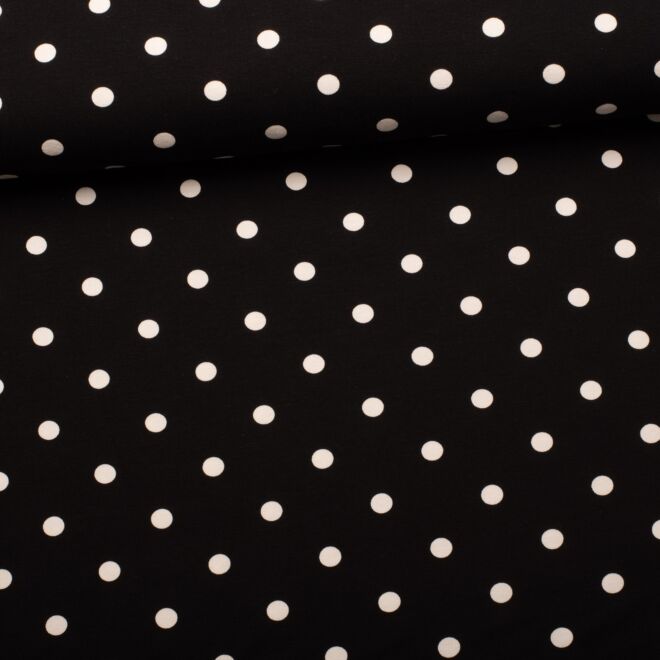 Cotton jersey white dots on black