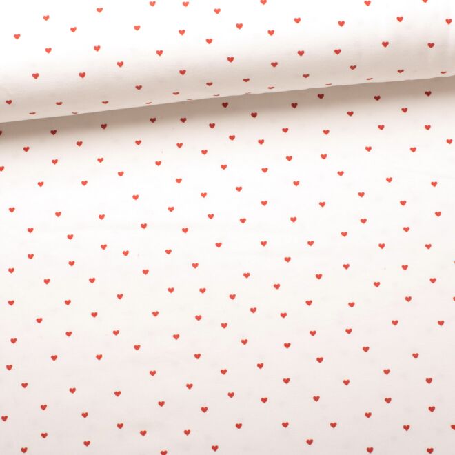 Cotton jersey Mini Hearts white