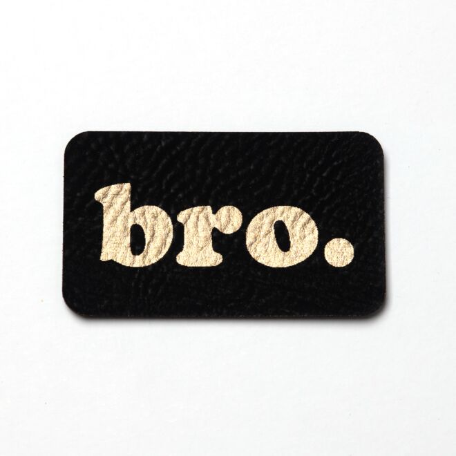 Leatherette label "bro." (black/gold)