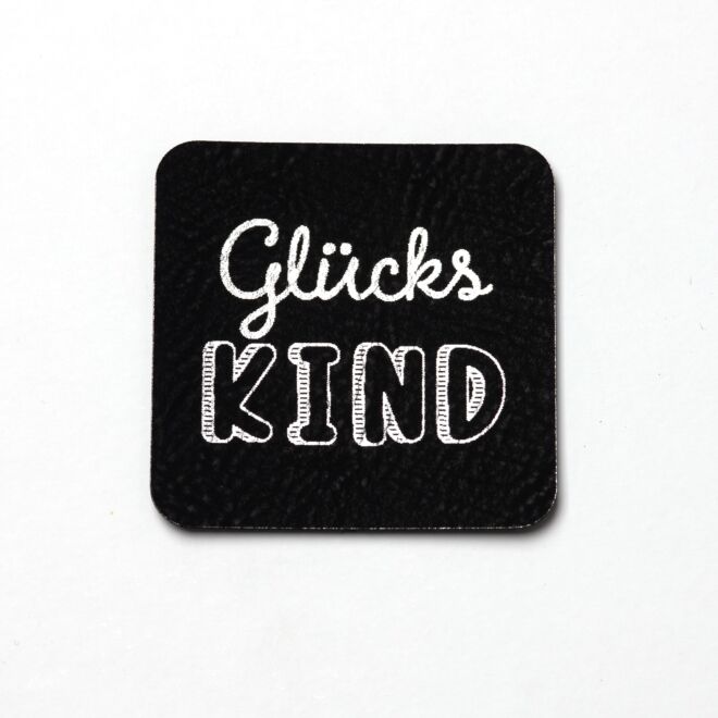 Kunstlederlabel Glückskind (schwarz/silber)
