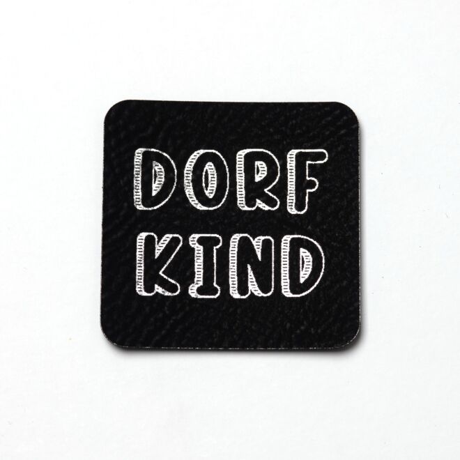 Kunstlederlabel Dorfkind (schwarz/silber)