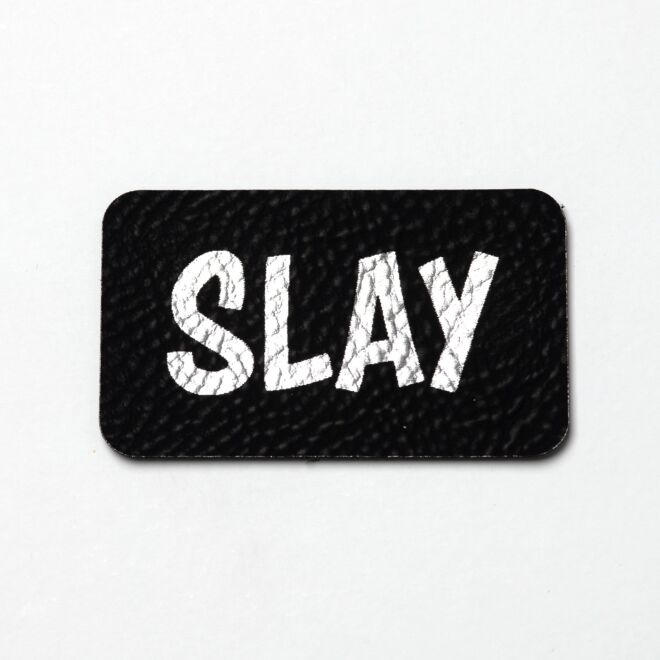 Kunstlederlabel Slay (schwarz/silber)