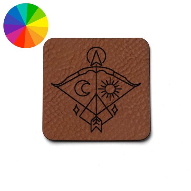 Artificial leather label "Zodiac sign Sagittarius" (40mm x 40mm)