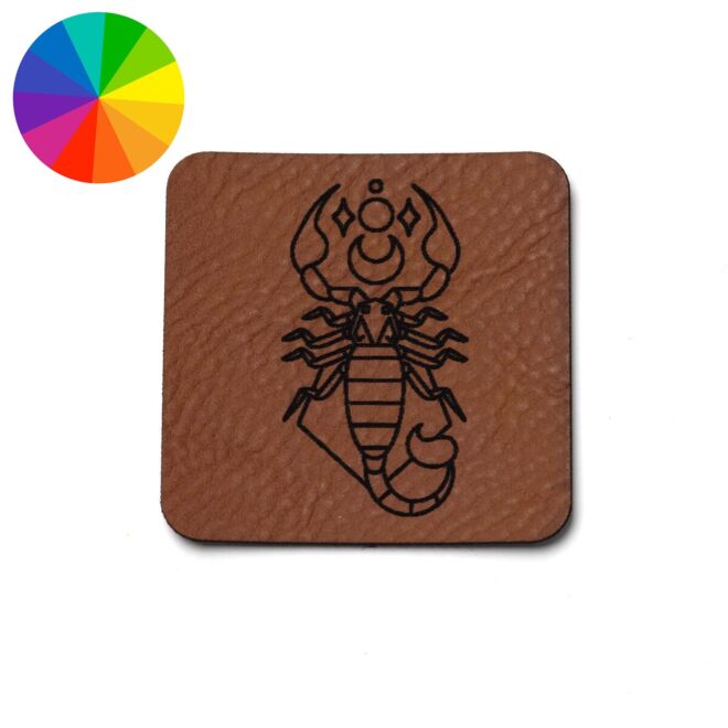 Leatherette label "Zodiac sign Scorpio" (40mm x 40mm)