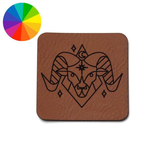Leatherette label "Zodiac sign Aries" (40mm x 40mm)