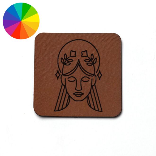 Faux leather label "Zodiac sign Virgo" (40mm x 40mm)