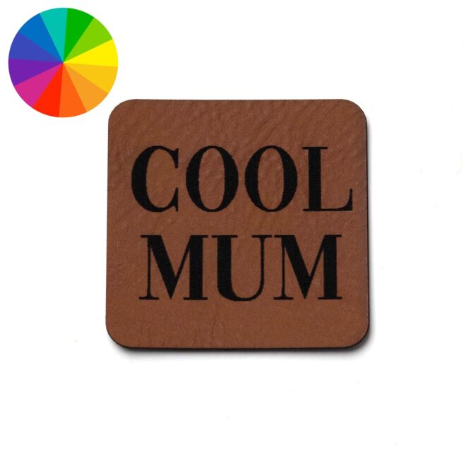 Faux leather label "Cool Mum" (40mm x 40mm)