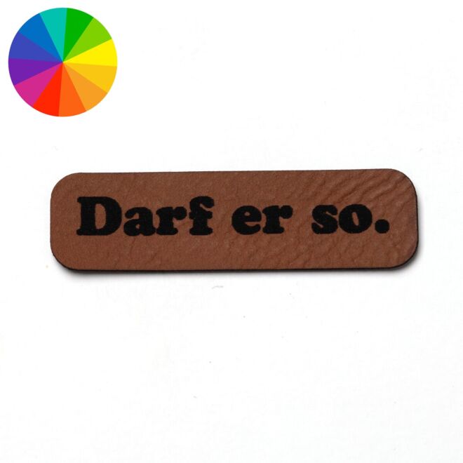 Faux leather label "May he do so." (50mm x 15mm)