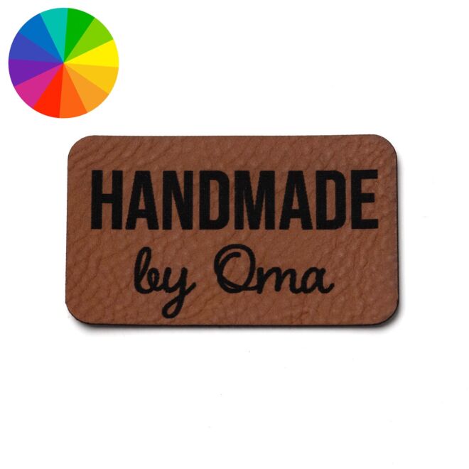 Imitation leather label "Handmade by grandma" (50mm x 30mm)