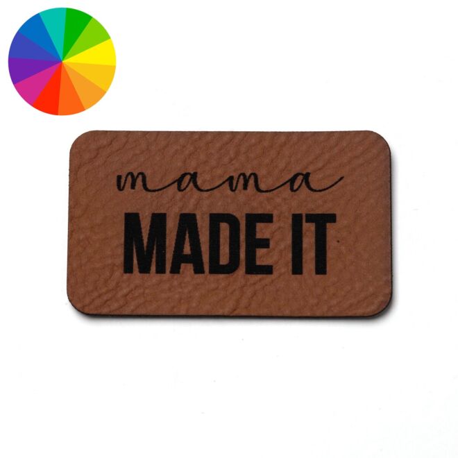 Faux leather label "Mama made it" (50mm x 30mm)