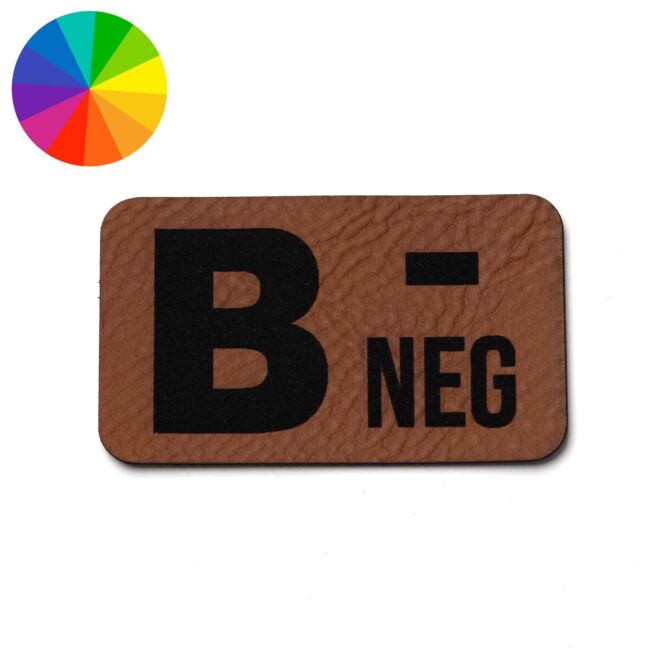 Imitation leather label "Blood group B-" (50mm x 30mm)