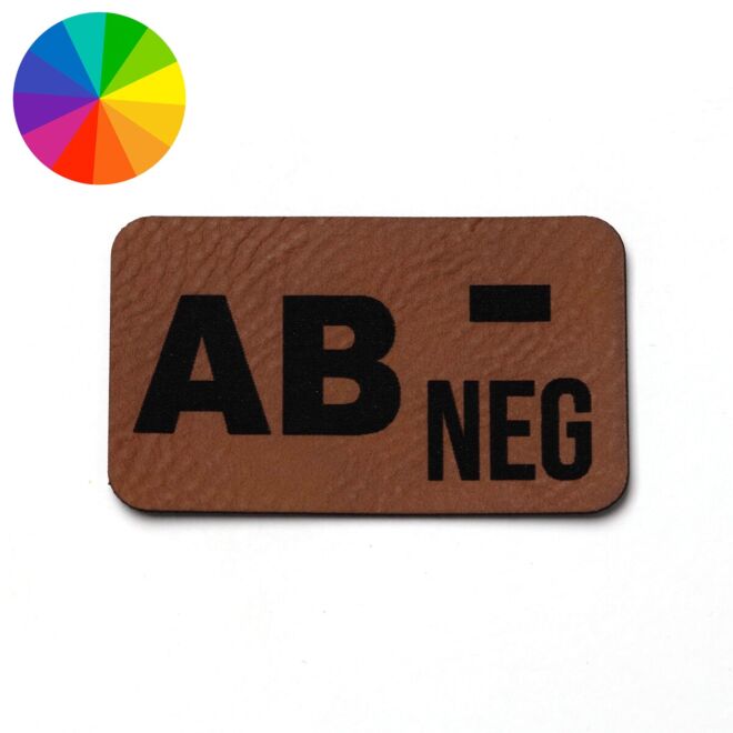 Imitation leather label "Blood group AB-" (50mm x 30mm)
