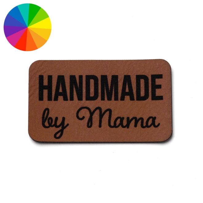 Imitation leather label "Handmade by Mama" (50mm x 30mm)