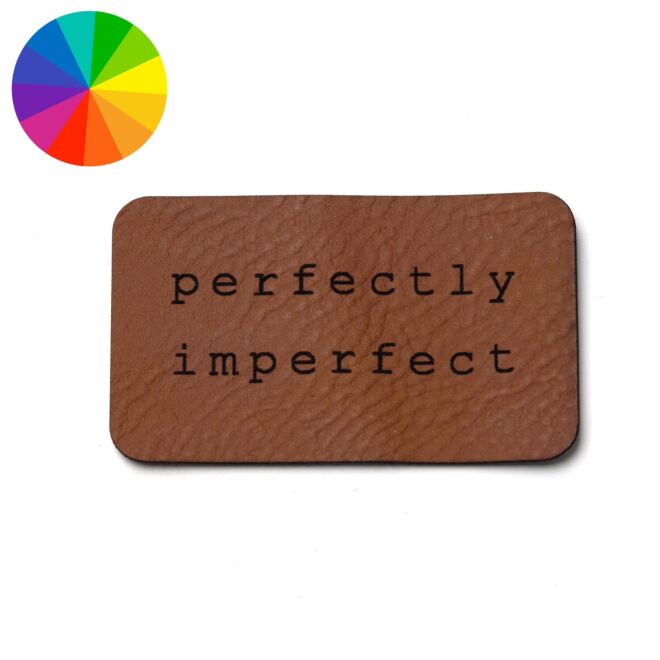 Faux leather label "Perfectly Imperfect" (50mm x 30mm)