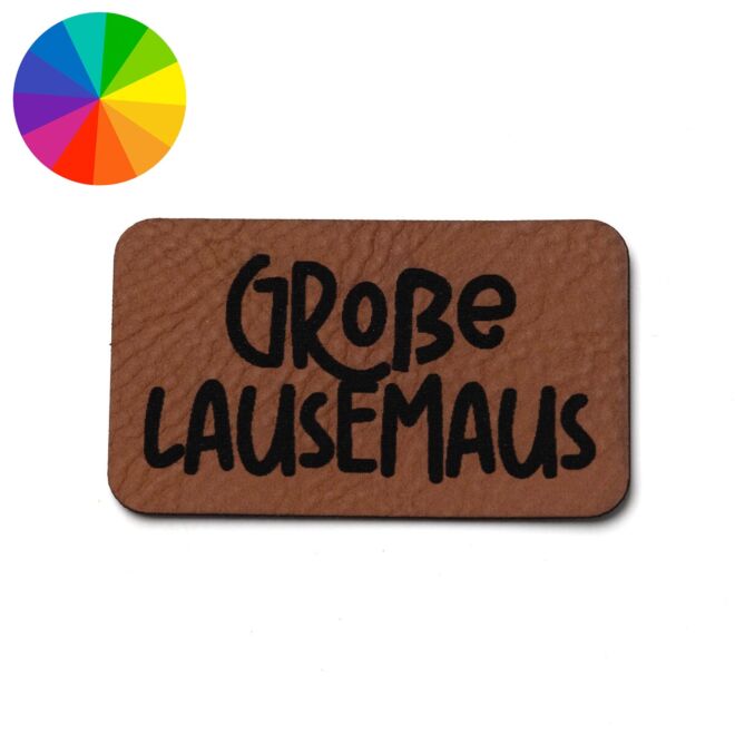 Faux leather label "Große Lausemaus" (50mm x 30mm)