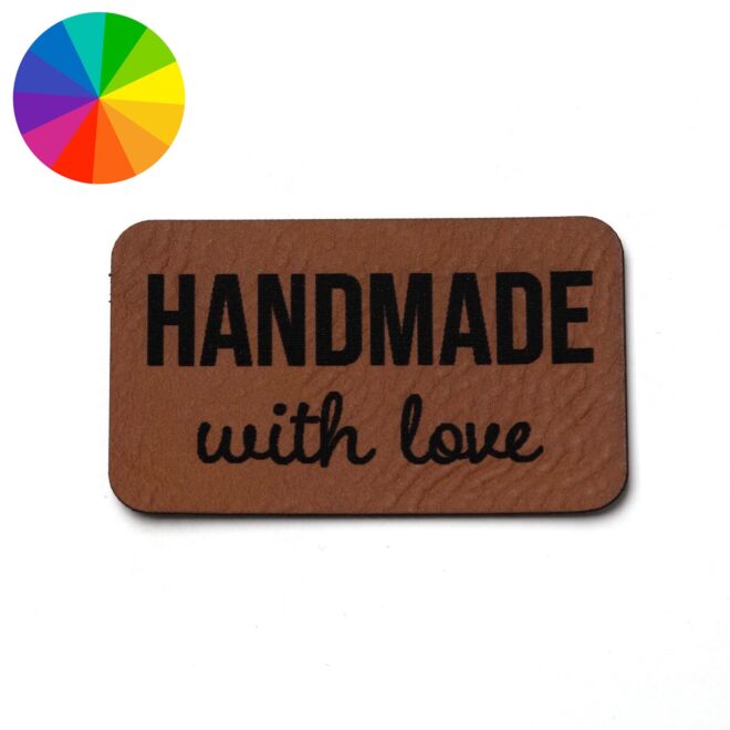 Imitation leather label "Handmade with love" (50mm x 30mm)