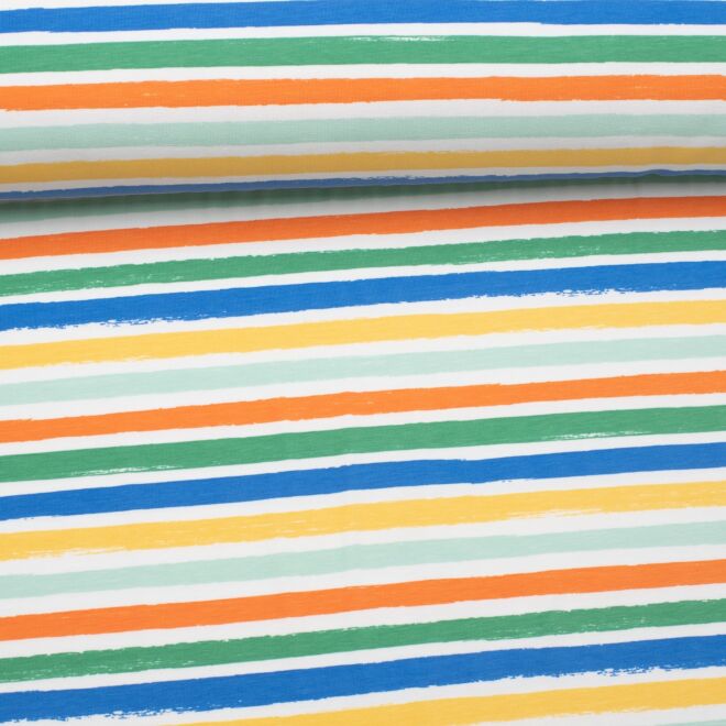 Happy Stripes Jersey colorful/woolen white