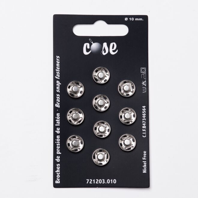 10mm Annäh-Druckknöpfe (10 Stück) silber
