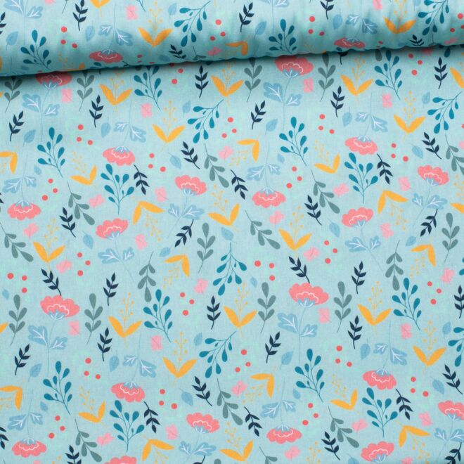 Cotton woven fabric Lovely Spring turquoise