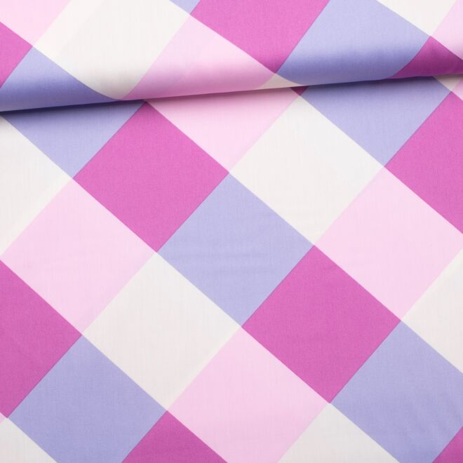 Cotton sateen "Large Gingham" lavender