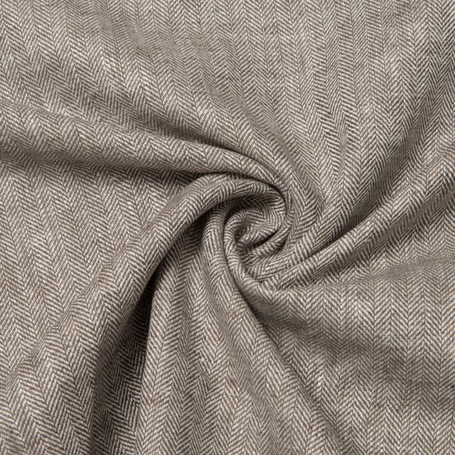 Baumwoll-Leinen-Twill "Maritim" Fischgrät lindgrün