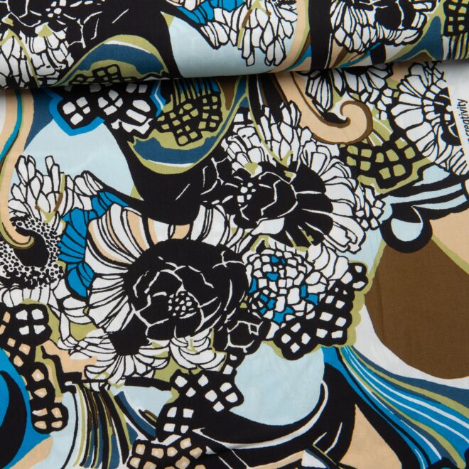 *SALE* Viskose FlowerPop blau