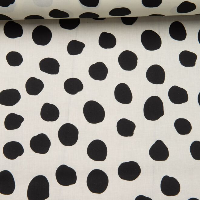 Coated cotton "Color Mix" dots black/white