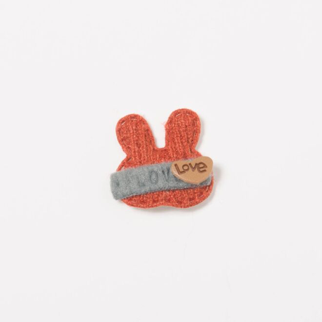 Love Hase Aufnäher dunkles orange