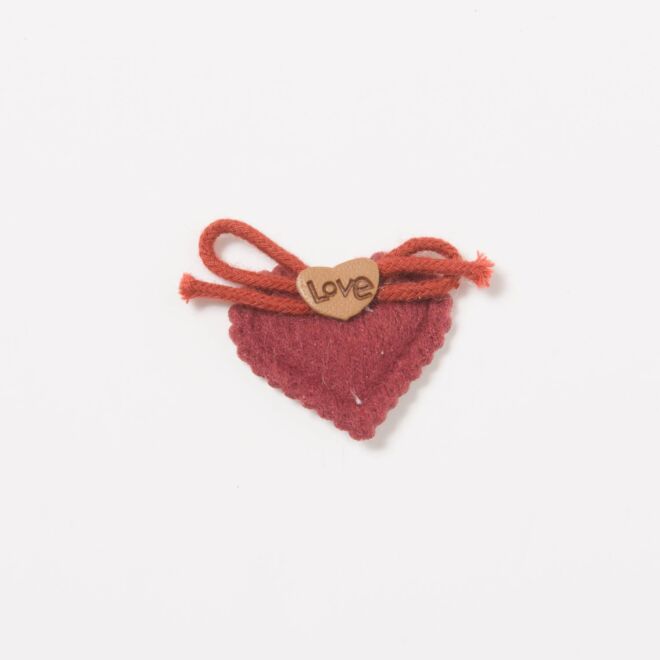 Love Herz Aufnäher dunkelrot