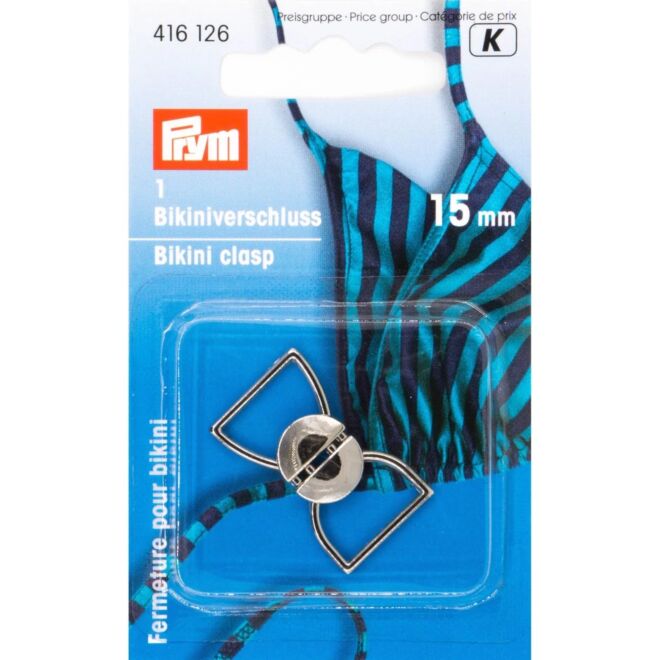 Prym bikini and belt fastener, 15mm, silver-colored