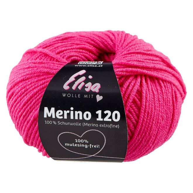 Elisa Wolle Merino 120, 50g - PINK
