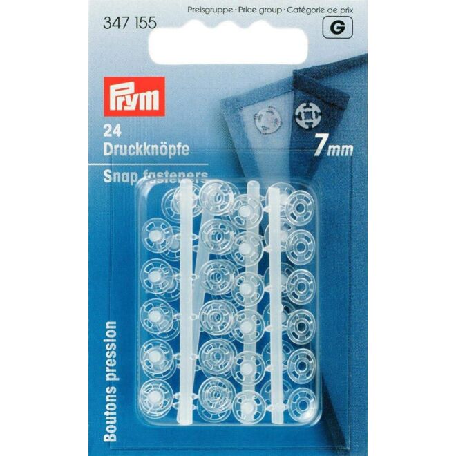 Prym sew-on press studs transparent 7mm