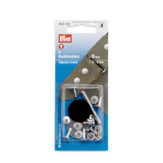 Prym hollow rivets 6-9mm, silver, 8 pieces
